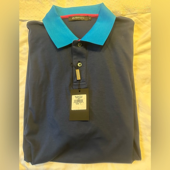 BUGATCHI Navy Polo L NWT - Picture 1 of 7
